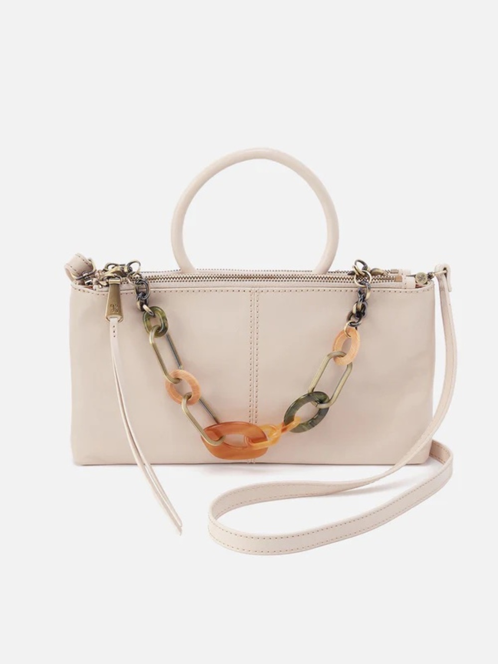 Hobo Sable Crossbody with charm in Pale Flax